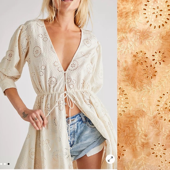 Jen’s Pirate Booty Ashbury Swirl Maiden Robe Eyelet Apricot Dress Kimono Duster - Picture 9 of 16